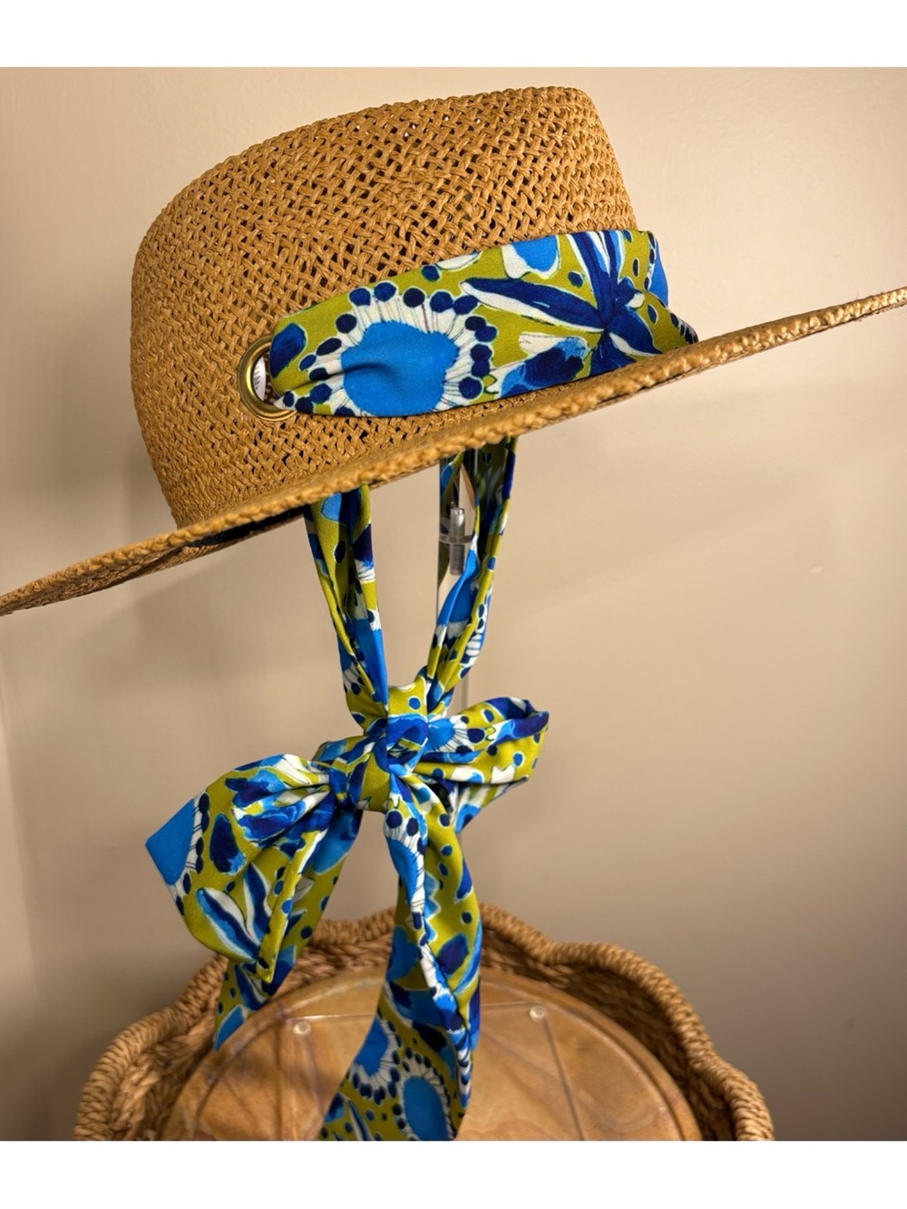 NWOT Anthropologie VERA Scarf-Trimmed Boater Hat  One Size - Picture 6 of 11